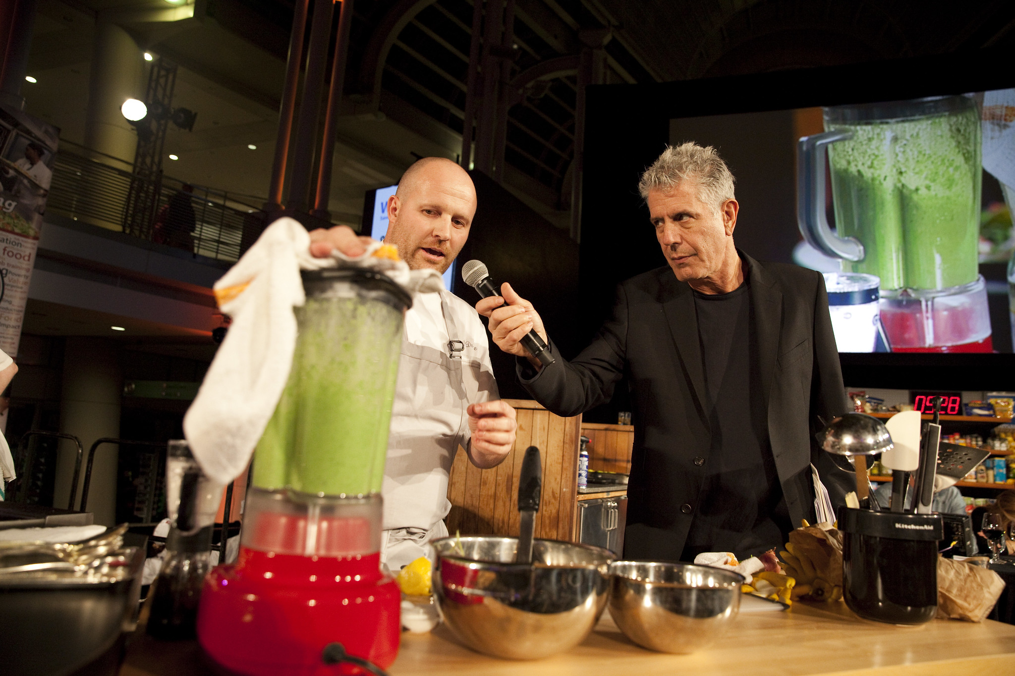 Host Anthony Bourdain with Battling Chef Frederik De Pue