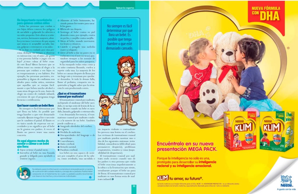 Leche Klim en polvo anunciada en la revista de pediatria
