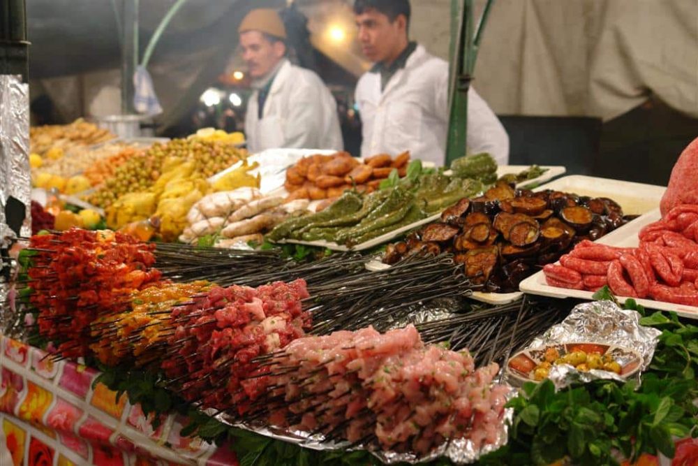 Comida callejera en Marrakech Marruecos