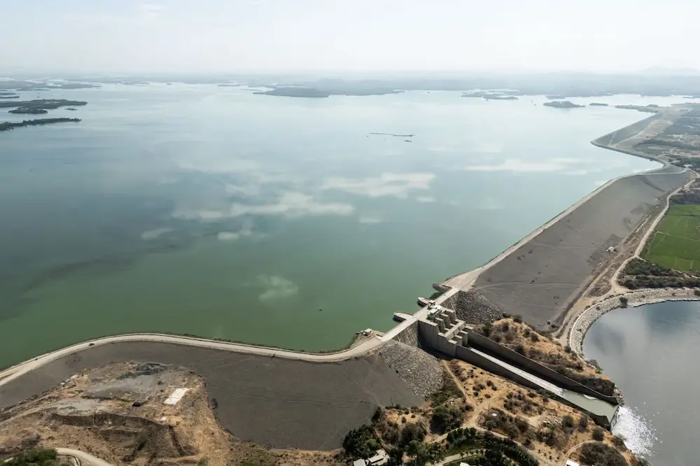 Vista del reservorio de Poechos en septiembre de 2025,